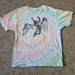 Daydreamer Womens Multicolor Tie Dye Led Zeppelin Cotton T-Shirt Size Large